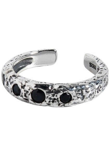 Çok Yönlü Ins Niş Tasarım Basit Mizaç Retro Çok Yönlü Mikro Kakmalı Zirkonyum S925 Ayar Gümüş Yüzük Kadın (Yurt Dışından)