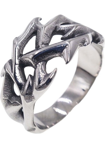 Moda ve Çok Yönlü Retro Erkek Titanyum Çelik Yüzük Moda Erkek Egemen Çelik Yüzük Diken Yüzük Boyutu: Çap 22,3 mm Çevre 70 mm (Yurt Dışından)