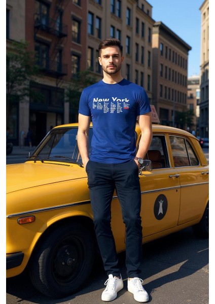 Erkek Slim Fit Dijital New York Baskılı Pamuklu T-Shirt fırsatları