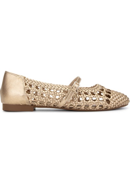 Kadın Vegan Altın Babet Ayakkabı 1073 001 Bn Ayk Y25 Altın Orgu