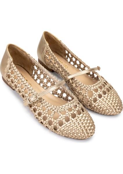 Kadın Vegan Altın Babet Ayakkabı 1073 001 Bn Ayk Y25 Altın Orgu fiyatları