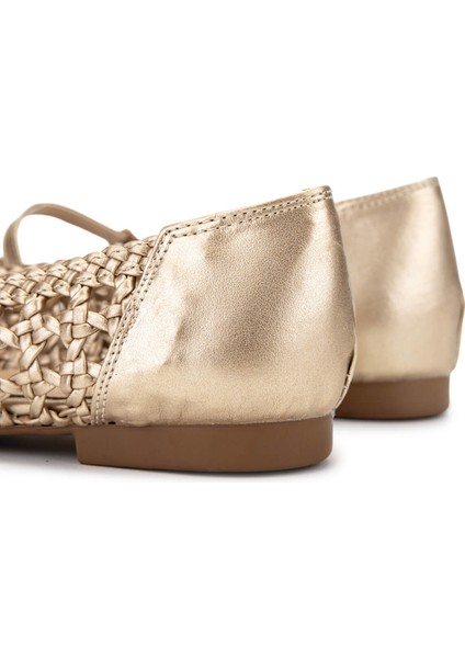 Kadın Vegan Altın Babet Ayakkabı 1073 001 Bn Ayk Y25 Altın Orgu indirimleri