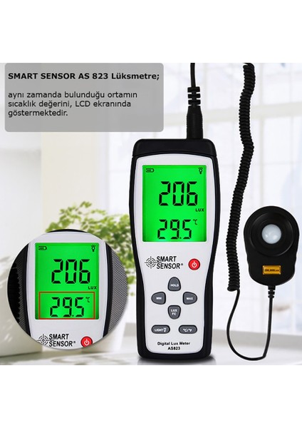 Smart Sensor As 823 Spiral Kablolu Işık Ölçer Lüksmetre fırsatları