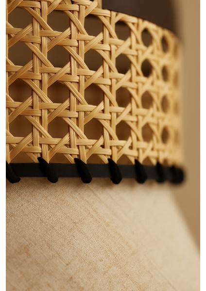 Doğal Bambu Detaylı Bohem Sarkıt Avize, Keten Kumaşlı Dekoratif Tavan Aydınlatma, 50X30 cm fırsatları