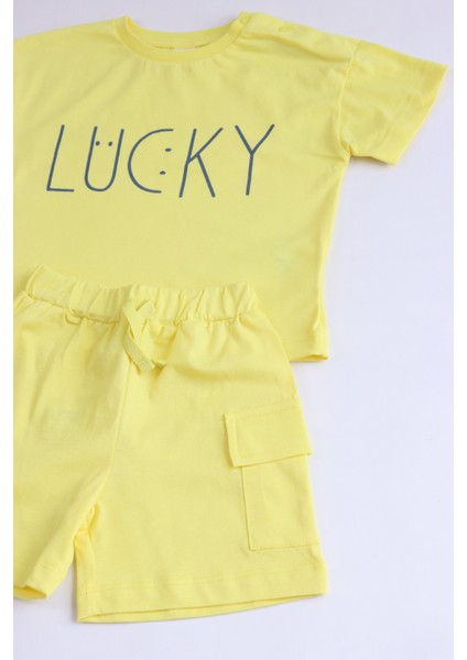 Erkek Çocuk Lucky Baskılı Kısa Kollu Şortlu Alt Üst Takım