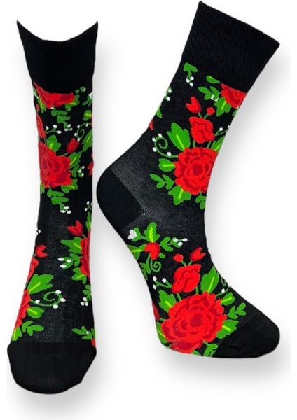 5'li Unisex Esnek Dekoratif Çiçek ve Yaprak Desenli Karışık Renkli Nefes Alabilen Soket Çoraplar indirimleri