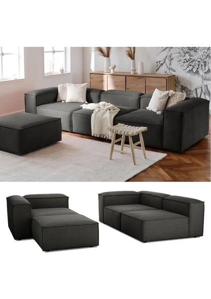 Mira Relax 4 Modül Köşe Koltuk ( Antrasit ) Keten Kumaş