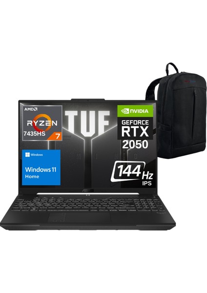 Asus Tuf Gaming A15 FA506NFR-HN012 Amd Ryzen 7 7435HS 32GB 1tb SSD RTX2050 15.6" Fhd 144Hz Windows 11 Taşınabilir Bilgisayar - Webzone Çanta Wz5
