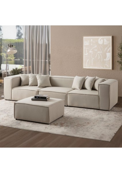Mira Relax 4 Modül Köşe Koltuk ( Krem ) Babyface Kadife Kumaş fırsatları