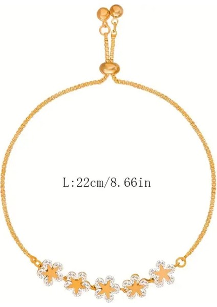 Flower Zirkon Taşlı Asansörlü Ayarlanabilir Şık Altın Renkli Gold Bileklik fırsatları