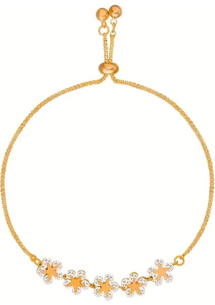 Flower Zirkon Taşlı Asansörlü Ayarlanabilir Şık Altın Renkli Gold Bileklik indirimleri