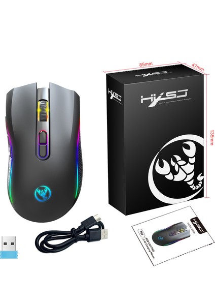 T69 Kablosuz Rgb 4800 Dpı Oyuncu Mouse - 650 Mah Yüksek Kapasiteli Batarya