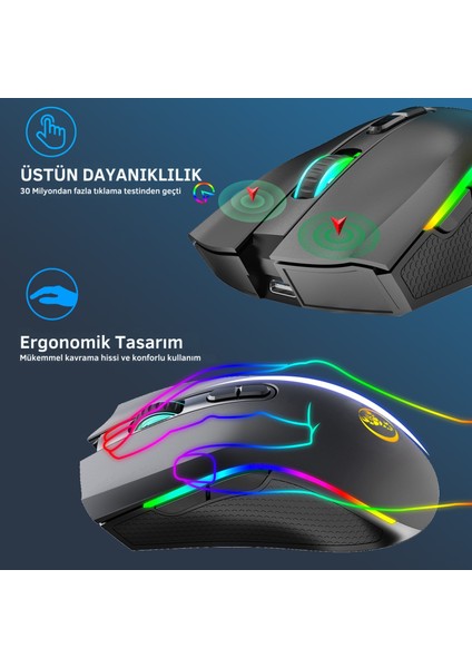 T69 Kablosuz Rgb 4800 Dpı Oyuncu Mouse - 650 Mah Yüksek Kapasiteli Batarya