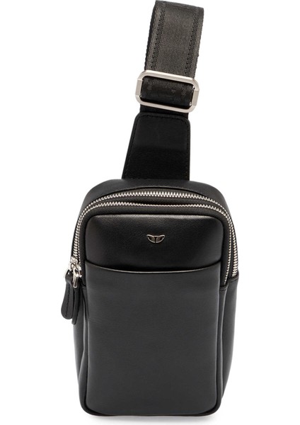 Siyah Hakiki Deri Unisex Çapraz Askılı Çanta - S1AC00021514-A85