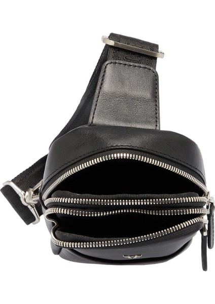 Siyah Hakiki Deri Unisex Çapraz Askılı Çanta - S1AC00021514-A85