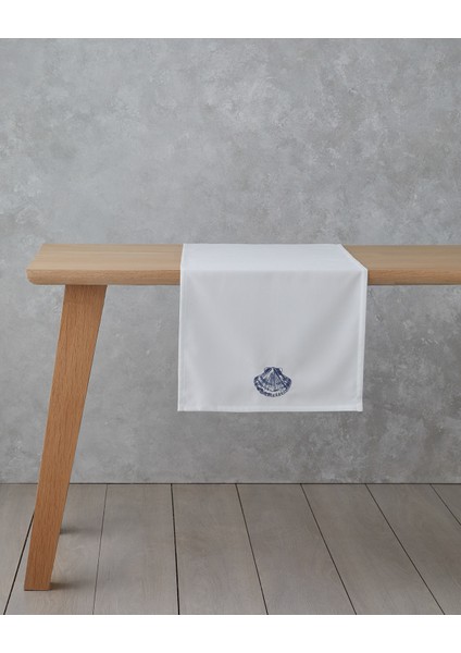 Shellwave Polyester Runner 40X140 cm Beyaz - Mavi