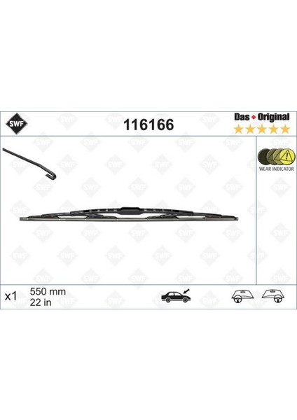 Silecek Swf 55CM X1 Berlingo-Partner-Punto-Ducato-Connect Kalos Nubira Doblo Alfa 147 156 Bstmy