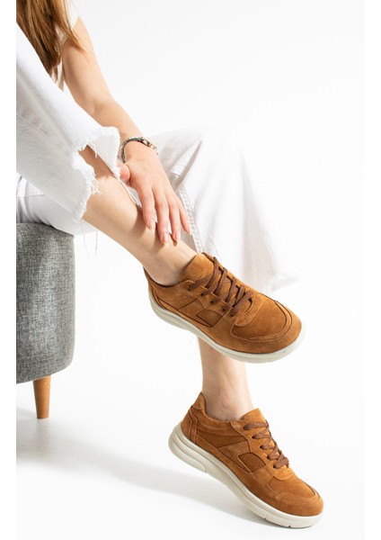 Sverko Kadın Hakiki Süet Deri Taba Spor Ayakkabı