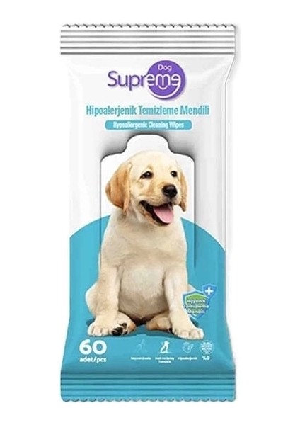 Supreme Kokusuz Hipoalerjenik Köpek Temizleme Mendili 60 Adet