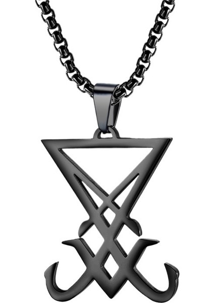 Eşleşen Giysiler Erkek Paslanmaz Çelik Lucifer Rozet Mühür Titanyum Çelik Kolye Erkek Kolye (Yurt Dışından)