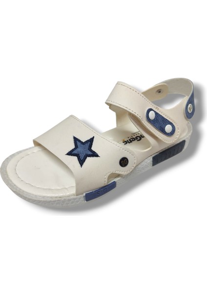 1529-20 Anatomik Çirt Bant Erkek Çocuk Sandalet Beyaz Mavi 31-36