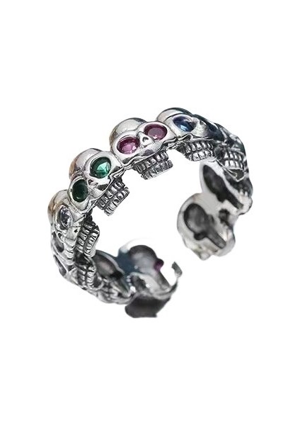 Retro Moda Kafatası Kakmalı Yüzük Erkek ve Kadın Kişilik Punk Motosiklet Tarzı Trend Yaratıcı Açık El Takı (Yurt Dışından) fiyatları
