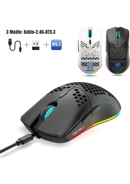 T66 Kablosuz 3 Modlu Mouse - 650 Mah Batarya -12000 Fps - 20G - Rgb Aydınlatma modelleri