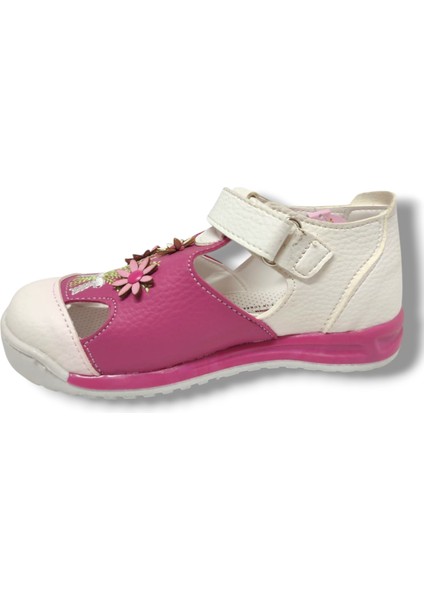 1515-20 Çiçekli Kız Ayakkabı Pembe Beyaz modelleri