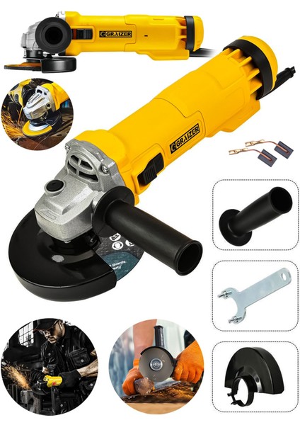 Powerforge 750W Avuç Taşlama Makinesi 125MM Bakır Sargılı Spiral-Sarı