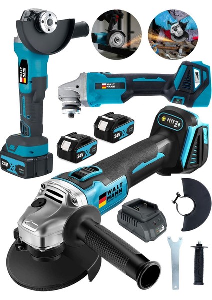 Şarjlı Taşlama 2 Adet Akü Bedava Mavi