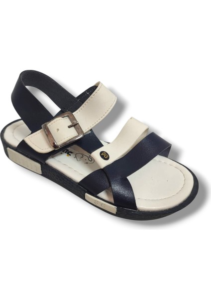 1501-20 Anatomik Çirt Bant Erkek Çocuk Sandalet Lacivert Beyaz