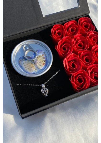 Güllü Istiridye Inci Kolye Seti Hediyelik Kolye