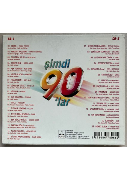 Şimdi 90'lar Çift CD 32 Şarkı (Orjnal Dönem Baskı Cd)