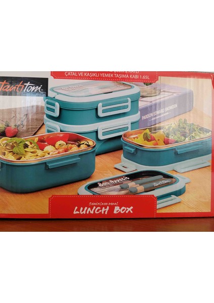 Lunch Box 2 Katlı Çatal ve Kaşıklı Yemek Taşıma Kabı 1.65 L.