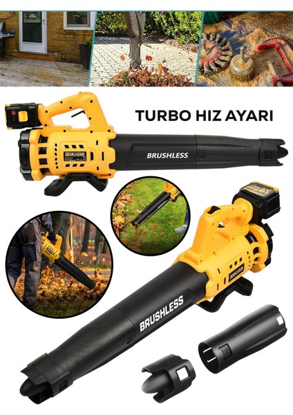 21 V Çift Akülü Turbo Motor 2800 Rpm Yaprak Hava Üfleme Makinesi