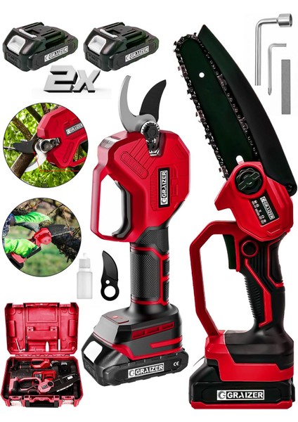 Powerforge Profesyonel Metal Dişli 18V 1.5AH Şarjlı Dal Budama Testeresi-Sarı