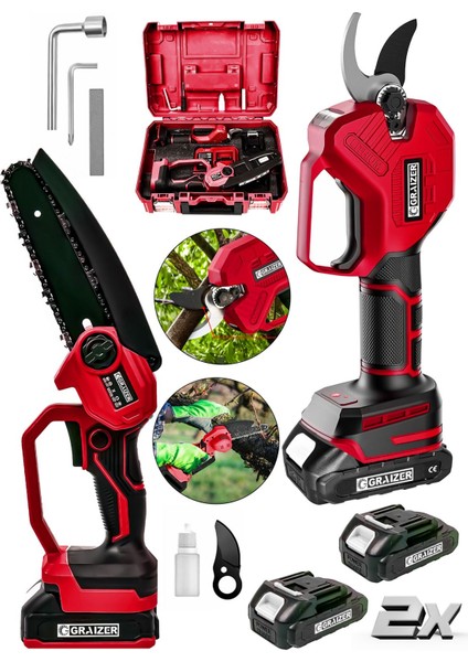 Powerforge Profesyonel Metal Dişli 18V 1.5AH Şarjlı Dal Budama Testeresi-Sarı