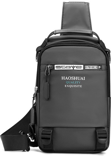 Yeni Erkek Göğüs Çantası Çok Fonksiyonlu Açık Omuz Crossbody Çanta Kore Versiyonu USB Göğüs Çantası Su Geçirmez (Yurt Dışından)