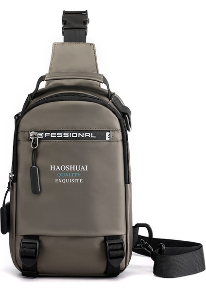 Yeni Erkek Göğüs Çantası Çok Fonksiyonlu Açık Omuz Crossbody Çanta Kore Versiyonu USB Göğüs Çantası Su Geçirmez (Yurt Dışından)