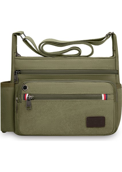 Çok Katmanlı Kanvas Çanta Büyük Kapasiteli Eğlence Seyahat Crossbody Omuz Çantası Çok Fonksiyonlu Gezi Depolama Erkek Çantası (Yurt Dışından)