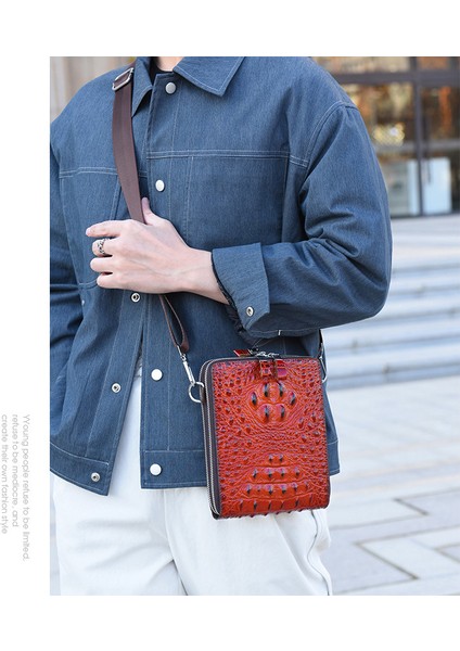 Erkek Omuz Çantası Iş Gündelik Timsah Pu Crossbody Büyük Kapasiteli Basit Erkek Çantası Dikey Evrak Çantası (Yurt Dışından) fiyatları