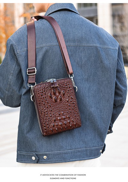 Erkek Omuz Çantası Iş Gündelik Timsah Pu Crossbody Büyük Kapasiteli Basit Erkek Çantası Dikey Evrak Çantası (Yurt Dışından) modelleri