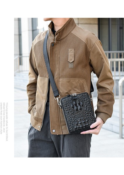 Erkek Omuz Çantası Iş Gündelik Timsah Pu Crossbody Büyük Kapasiteli Basit Erkek Çantası Dikey Evrak Çantası (Yurt Dışından) fırsatları