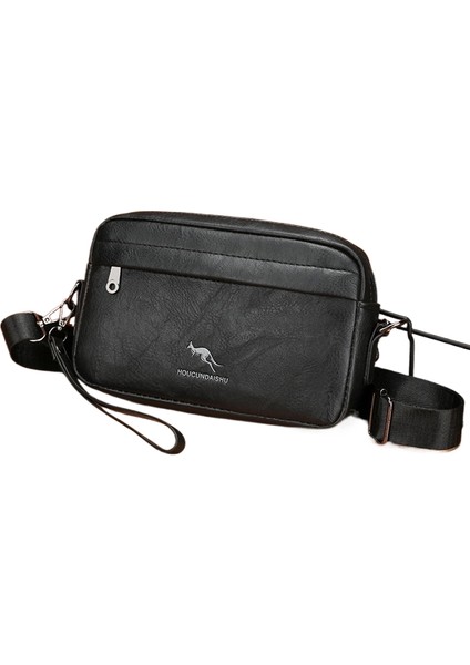 Deri Erkek Omuz Çantası Günlük Trend Göğüs Çantası Vintage Biker Deri Crossbody Kişiselleştirilmiş Telefon Çantası (Yurt Dışından)