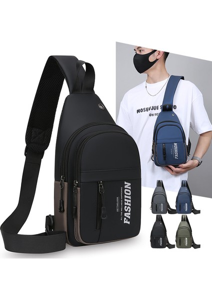 Göğüs Çantası Erkek Yeni Moda Trend Crossbody Çanta Omuz Çantası Basit Çok Fonksiyonlu Bel Çantası (Yurt Dışından)