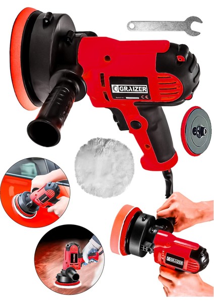 Powerforge 450W Elektrikli 125MM Dikey Polisaj Zımpara Makinesi-Kırmızı