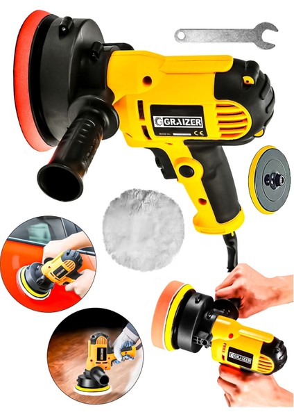 Powerforge 450W Elektrikli 125MM Dikey Polisaj Zımpara Makinesi-Sarı
