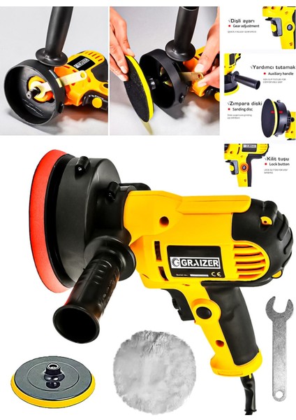 Powerforge 450W Elektrikli 125MM Dikey Polisaj Zımpara Makinesi-Sarı