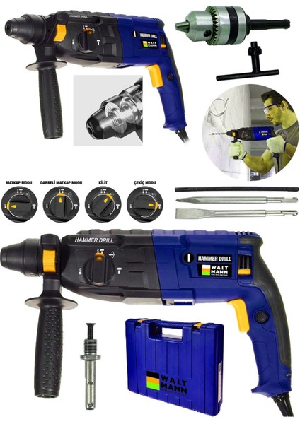 Germany 1200W Kırıcı Delici Hilti Darbeli Matkap 2-28MM Mavi
