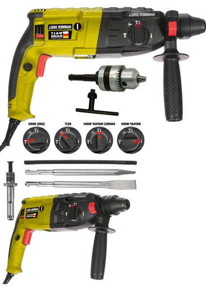 Germany 1200W Kırıcı Delici Hilti Darbeli Matkap 2-28MM - Sarı